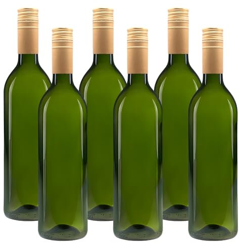 6 x Glasflasche 750ml grüne Weinflasche Ölflasche 0,75 L mit Etiketten
