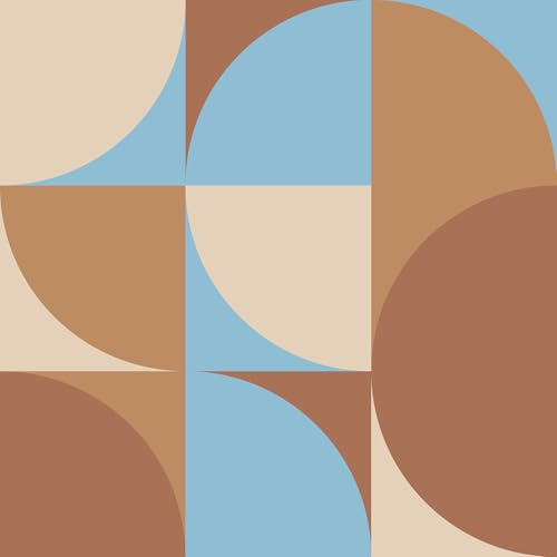 VaryPaper Papier Peint Geometrique Bleu et Brun Moderne 44.5cmx200cm Adesif Décoration Meuble Papier Peint Salon Chambre Salle de Bain Stickers pour Armoire Étagère Tiroir Film Autocollant Meuble