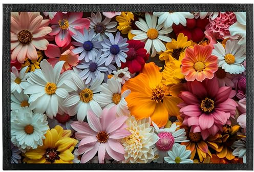 True Statements Deko-Fußmatte 105 x 70 cm „Sommerblumen“ - wunderschöne Geschenkidee - mit Blumen-Motiv - für Innen & Außen – rutschfest - Geschenk für Freunde und Familie zu jedem Anlass