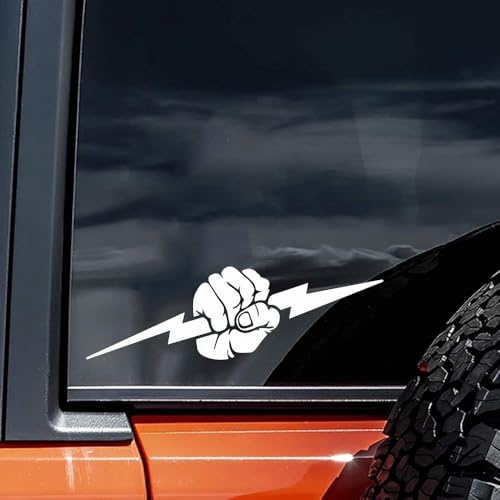 2PC 20x6cm Faust Clutching Lightning Aufkleber, ein Blitz Bolzen Aufkleber, wasserdichtes Vinyl Material, lustige Autos, Lastwagen, Motorräder, Wände Aufkleber |# AZ301 (Weiß)