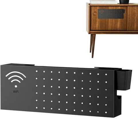 WiFi Box Hider, Multifunktionaler Wandorganizer aus Kohlenstoffstahl – Internet Box Hider | für elektronische Steckdose, Ausgang, Verbindung, Wohnzimmer, TV, Büro, Buchkorb