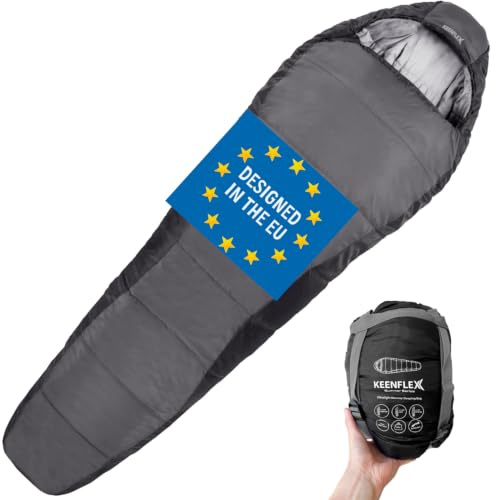 KEENFLEX Schlafsack Erwachsene - kleines packmaß - Sommerschlafsack 950g - 3 Jahreszeiten 1500g - Ultraleicht Mumienschlafsack für Trekking, Camping, Outdoor & Festivals