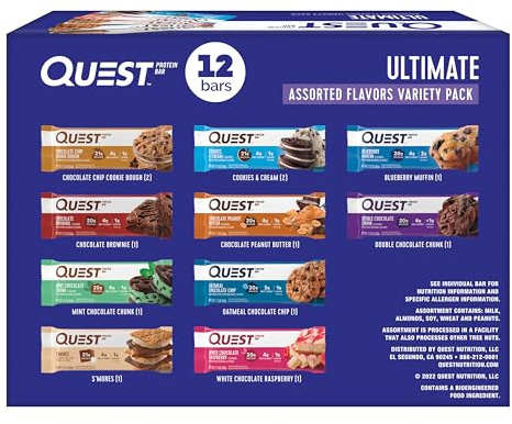 Quest Nutrition Ultimate Variety Pack Protein Bars, High Protein, Low Carb, Gluten Free, Keto Friendly, 12 Count