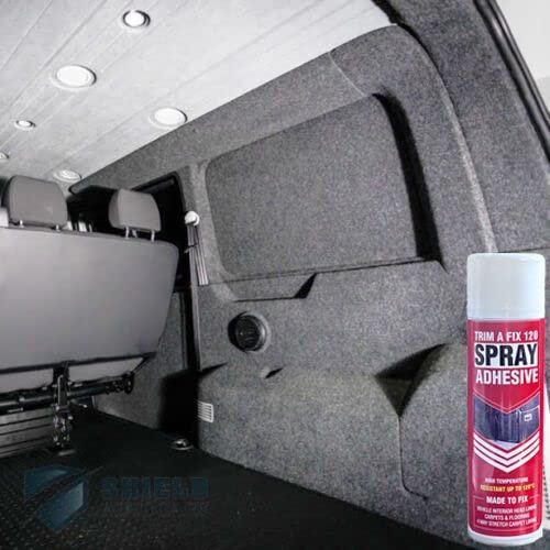 Shield-Auto-Care 4 Way Stretch Smoke-Dark Grey Van Lining Camper Conversion Carpet Trim Bundle Kit-Includes High Temperature Trimfix Adhesive Glue (10 M + 10 Trim FIX)