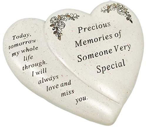 David Fischhoff Someone Special - Placa conmemorativa de doble corazón para tumba, impermeable y resistente a la intemperie, para uso en interiores y exteriores, 18 x 15 cm