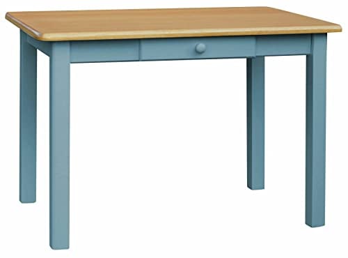 k koma Tavolo da pranzo blu con cassetto, tavolo da cucina in legno di pino massiccio nuovo produttore Alder (80 x 120)