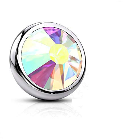 Paula & Fritz® Aufsatz-Dermal Anchor 3-mm Kristall Regenbogen Titan Grad 23 Gewinde 1,2-mm Haut-Anker Skin Diver Implantat Kugel Bodypiercing