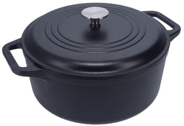 Victoria Cast Iron Large Dutch Oven with Lid and Dual Handles. 7 Quart Pot Seasoned with 100% Kosher Certified Non-GMO Flaxseed Oil