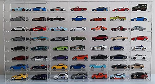 Bacheca Vetrina espositiva in Plexiglass trasparente | 61 x 35 x Prof. 5,8 cm | | 56 caselle | | Modellismo | Collezionismo | Scala 1:64 | Ideale per modellini Hot Wheels
