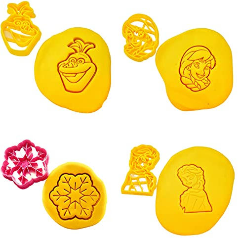 T3D Cookie Cutters Frozen 4pcs Set Cookie Cutters, ( Olaf, Elsa, Snow Flake, Anna ) Suitable for Cakes Biscuit and Fondant Cookie Mold for Homemade Treats