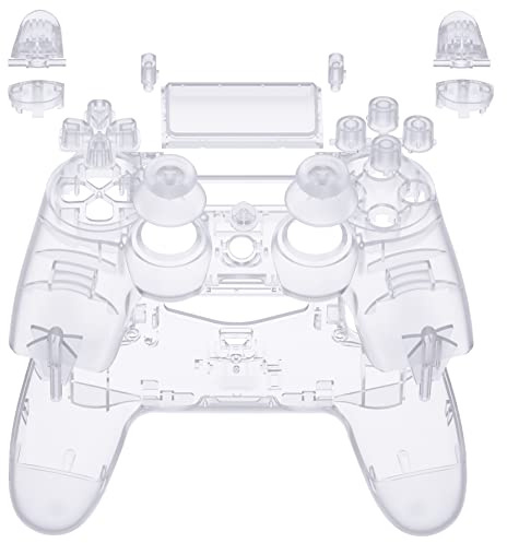 eXtremeRate Ensemble complet de coque de rechange pour manette PS4 CUH-ZCT2, transparente avec boutons joysticks pour manette PS4 Slim Pro - Manette non incluse