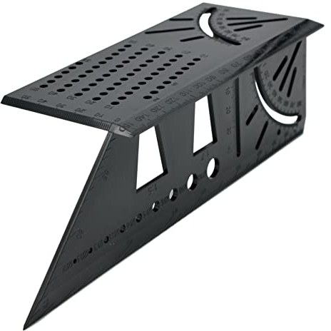 3D - Gehrungswinkel schwarz Schwalbenschwanz-Schablone für Fingerzinken, 45°/90° Winkel, Bohrschablone, Streichmaß, Winkelmaß, Anschlagwinkel, Zollstock, Anreißhilfe