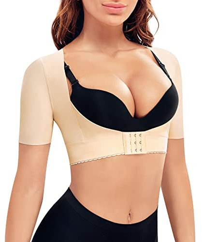 AOSBOEI Moldeador de brazo superior para mujer, mangas de compresión postcirugía, corrector de postura más delgado, Beige, M