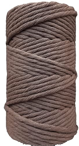 Makramee Garn. Baumwollgarn Kordel. 100% Natur Baumwoll-Kordel. Perfekt für Basteln, DIY, Handwerk & Stricken. 100% Natur Baumwollgarn, Dicke Macrame Cord (Braun, 5mm/100m)