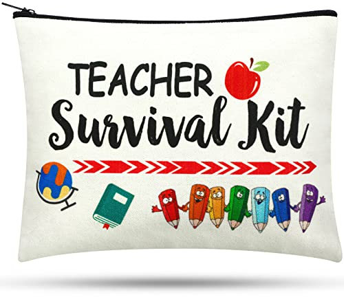 Lehrer Dankbarkeit Schminktäschchen Lehrerin Kosmetiktasche Leinwand Kulturbeutel Schminktasche mit Reißverschluss Makeup Tasche Abschluss Lehrerin Präsent für Frauen (Klassischer Stil)