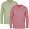 JRC 2 Pack Mens Long Sleeve Henley Shirts, Lightweight Henley Tops for Gym, Running & Casual Outings (Sage & Mouve, XL)
