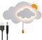 HKLY LED Akku Wandleuchte Kinder Wolke Wandlampe mit Zugschalter, Batteriebetriebene Wandlampe USB Aufladbare 3 Farben Kabellos Bettlampe für Madchen Junge Kinderzimmer,White