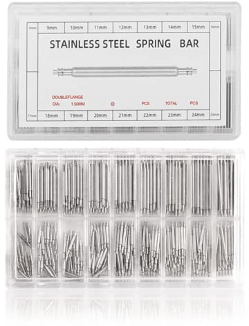 Barrettes à Ressort Montre,360 pièces de Montre Bracelet Broches Barrettes à Ressort 8-25 cm Kit de Réparation Montre pour montres et bracelets (18 taille)Watch Strap Pins