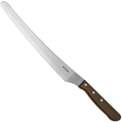 Eden Pankiri Japanisches Brotmesser 27 cm, Griff aus Walnussholz, Klinge aus Rostfreiem Stahl, Schneiden von Brot, Kuchen, Torten und Obst