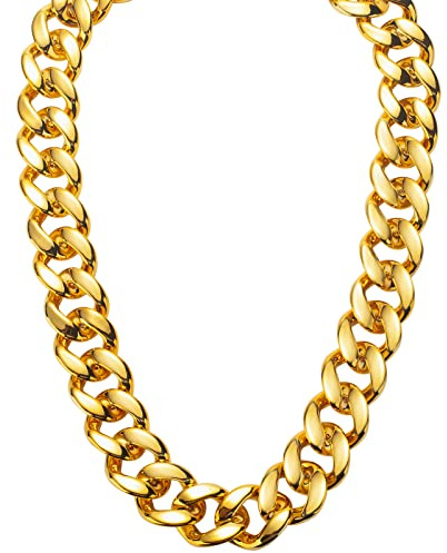 FACATH 80s/90s Hip Hop Costume Kit for Men, Big Chunky Plastic Hip Hop Chain, Rapper Fake Gold Chain necklace