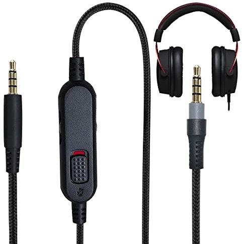 V-MOTA Câble audio auxiliaire compatible avec les casques de jeu HyperX Cloud Alpha et Cloud Mix avec sourdine en ligne et contrôle du volume (pas de microphone en ligne)