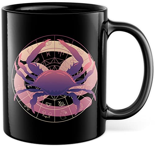 Sternzeichen Tasse Cancer Krebs Kaffeetasse Himmelszeichen Kaffee-Becher Tierkreiszeichen Geschenk Astrologie Geschenkidee Sternbild Geburtstag Teetasse Geburt Horoskop Sternbild (Schwarz)