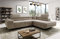Sofa mit Schlaffunktion mit Bettkasten aus Cord - Ecksofa fur 3 Personen - ASTORP - Bequem Schlafsofa mit Kopfstützen - Modern Couch 277x203x100 cm - Ecke Rechts - Beige Poso 02 - MODERNO