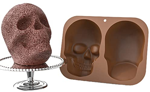 BAOK Totenkopf-Kuchenformen zum Backen, 3D-Skelettkopfformen für Kuchen | Totenkopf-Muffinformen, Zucker-Totenkopf-Kuchenform für Halloween-Party, wiederverwendbares DIY-Backzubehör
