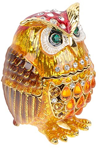 Cabilock Eule Schmuckschatulle Schatz Schmuckhalter Teedose Aus Metall Süßigkeitsring Eule Schmuckkästchen Eulenringhalter Eulenglas Süßigkeiten-ornament Legierung Geschenk Schreibtisch