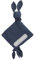Liomio® Schnuffeltuch 35x35 cm personalisiert mit Namen [Made in EU] Schmusetuch Baby aus 100% Baumwolle [Oeko-TEX®100] - Baby Kuscheltier hochwertig Bestickt - Schmusetuch Hase (Dunkel Blau)