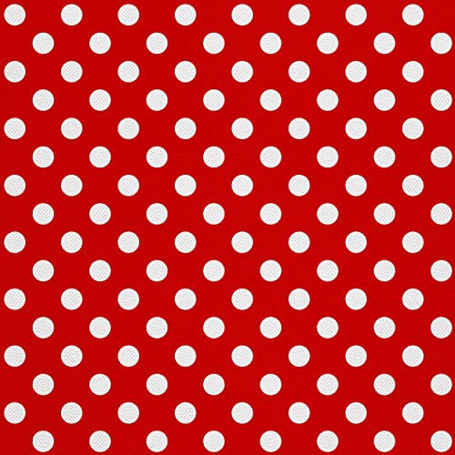 HEKO PANELS Stoff Oxford Wasserdichte Meterware Canvas-Stoff Polyester Stoff Zum Nähen Nähstoffe Dekostoffe Wasserabweisend Blickdicht Gepunktet Rot Weiß 2 Meter 155 x 200 cm