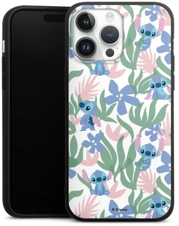 Premium Silikon Hülle kompatibel mit Apple iPhone 14 Pro Max Handyhülle schwarz Case Lilo & Stitch Offizielles Lizenzprodukt Disney