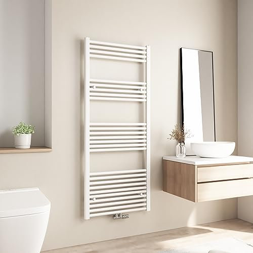Heilmetz Scaldasalviette bagno, scaldasalviette a radiatore 140 x 60 cm termoarredo bagno (Bianco)