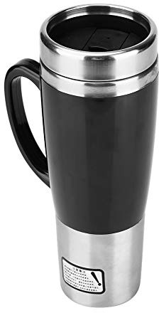 Tasse Chauffante pour Voiture 50 W, Tasse Chauffante pour Voiture 450 ML, Tasse À Café Électrique de Voyage en Acier Inoxydable, Contacts D'Alimentation Intégrés, Technologie D'Isolation Sous (24V)