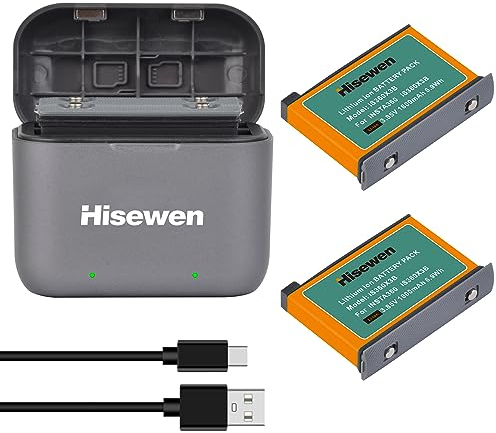 Hisewen X3 Akku für Insta360, 2Pack 1800mAh Akku und Ladegerät kompatibel mit Insta 360 X3 Action Kamera. (Ladegerät Hub mit 2 Akkus)