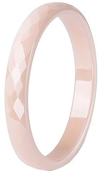 PAMTIER Bague de Fiançailles pour Femmes Bague en Céramique en Forme de Diamant Rose Clair Taille 60