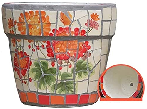 Outdoor/Indoor Colored Ceramic Large Plant Pot Watering Planter Large Garden Flower Plant Pot Indoor Outdoor Hand-Painted Bonsai Planter Outdoor Courtyard Flowerpot Flower Pot Ceramic