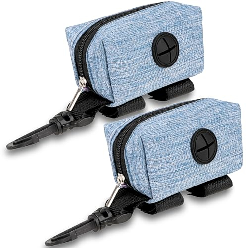 2 Stück Hundekotbeutel-Spender, Hundekotbeutel-Halter tragbare Kotbeutel-Spender Hundekotbeutel-Spender mit Reißverschluss Haustier Hundekotbeutel-Spender Passt jede Hundeleine für Gassi Laufen (Blau)
