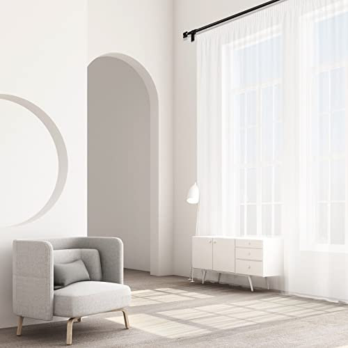 IDOL Gardinen Vorhang halbtransparent mit Kräuselband und Store Voile Bleibandabschluss Weiß (HxB 140x200 cm)