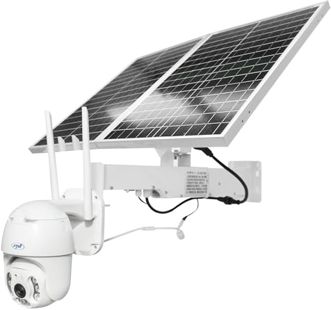 PNI Videoüberwachungsset IP65 Dome-Kamera PTZ 2MP, GSM 4G+, Bewegungs- und Menschenerkennung, wetterfest im Freien IP66, Nachtsicht & Solar-Photovoltaik-Panel PSF6020 mit 20A Batterie