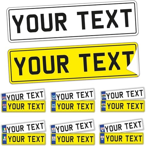2X Custon Personalised Kids Number Plates Stickers Children's Toy Ride on Electric Car Trike Bike Self Adhesive Vinyl Sticker Decal (130mm X 35mm)