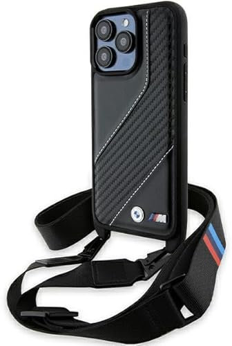 CG MOBILE BMW BMHCP15X23PSCCK Hülle für iPhone 15 Pro Max 6.7 Schwarz hardcase M Edition Carbon Stripe & Strap