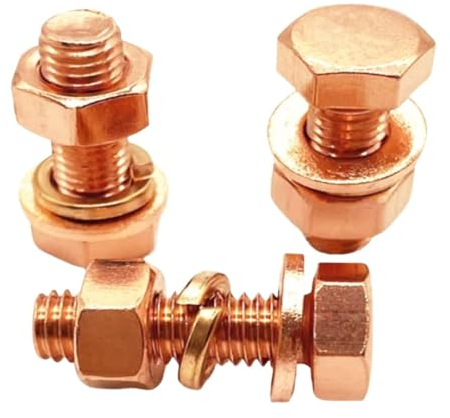 Foyoram M8x35mm Kupfer Kombi-Sechskantschrauben mit Flache Scheibe mit Federringe mit Muttern Kombinationsschraube 2-Sätze