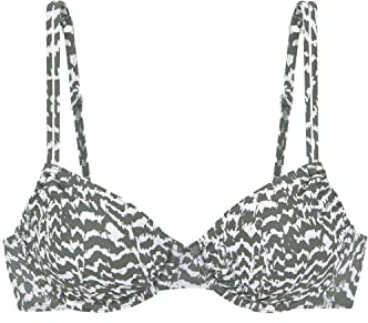 Lascana Damen Bügel-Bikini-Top Abstrakter Druck, verstellbare Doppelträger, Raffungen, Mix-Kini, weiche Microfaser für hohen