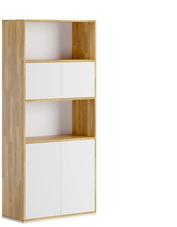 DEERHORN® Büroregal & Aktenschrank im Industrial-Design – Bücherregal aus Holz mit Regalen für Dokumente und Bücher, Industrieregal für Büro & Wohnraum, Weiß oder Schwarz