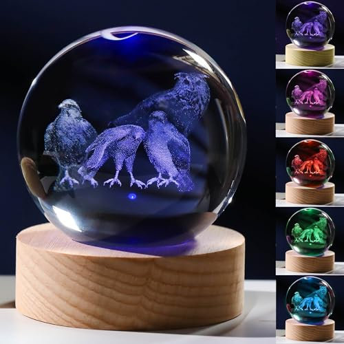 3D-Eulen-Adler-Geschenke für Frauen – Kristallkugel, 60 mm, Figur, Dekoration, für Zimmer, Geburtstag, Andenken, Briefbeschwerer