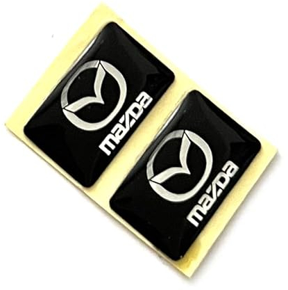 2 Stück Aufkleber 18 x 11 mm. Passend für Mazda-Auto mit Logo Kfz. Für Innerraum, Salon, Schlüssel, Key usw. Dekorative Sticker mit Emblem (18x11mm MAZD.. 2St.)