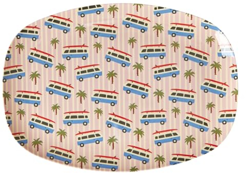 Rice Dessert Teller Tablett Großes Wohnmobil Motiv Geschirr Melamingeschirr Kindergeschirr Kinder Camping BBQ Picknick Bruchsicher BPA-frei Wiederverwendbar Plastikgeschirr 30 x 22 cm