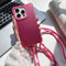 Emlivi Mobile Phone Chain for iPhone 11 Pro Max, Case with Strap, Colourful Matte Silicone Mobile Phone Case, Bumper Case with Chain Cord, Adjustable Necklace TPU Anti-Fall Protective Case for iPhone