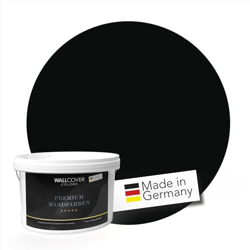 WALLCOVER PREMIUM Peinture Murale Noir pour l'intérieur 5 L Mat Black Night Peinture Intérieure à Forte Opacité - Fabriqué en Allemagne